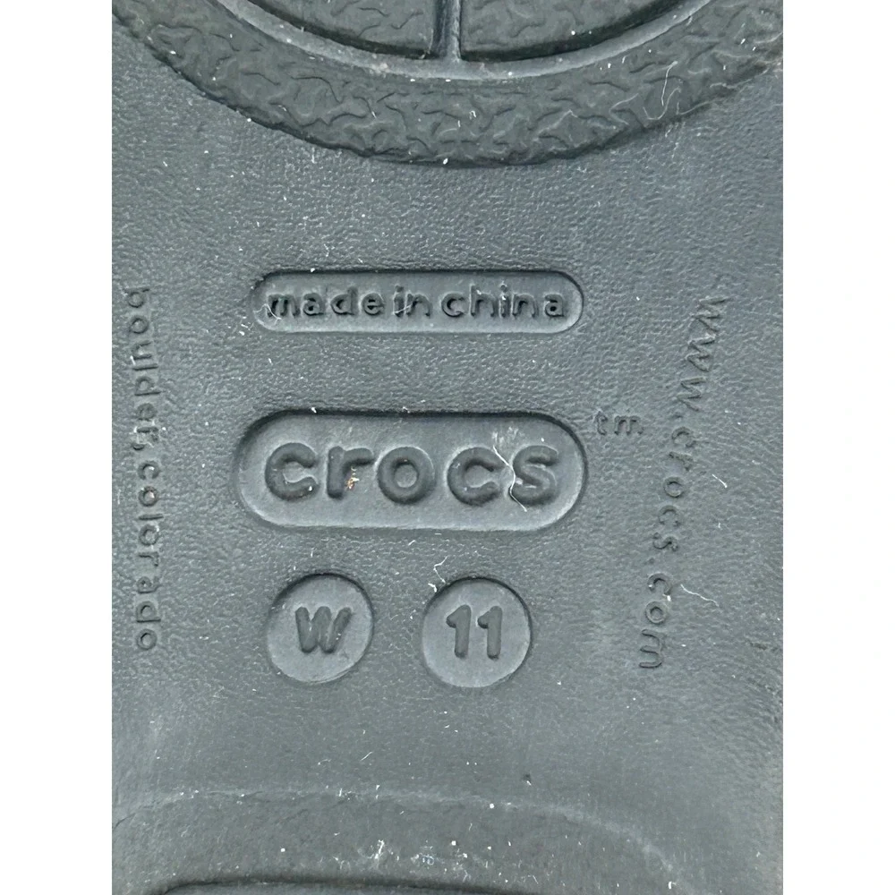 Crocs Women's‎ Rhonda Black Multi Strap Wedge Sandals Slides Comfort Size 11